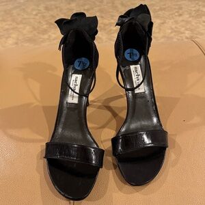 BNWT Sacha London Black Leather strappywith Flower Detail